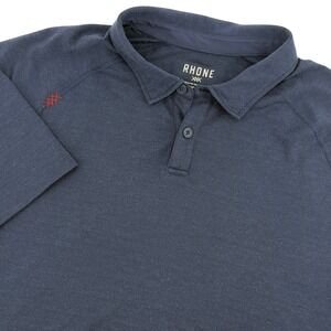 RHONE Mens Performance Polo Shirt Navy Blue Short Sleeve L Athletic Golf